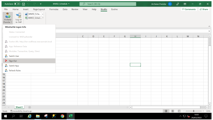 Evolve - How to Switch App or Environments via Excel?